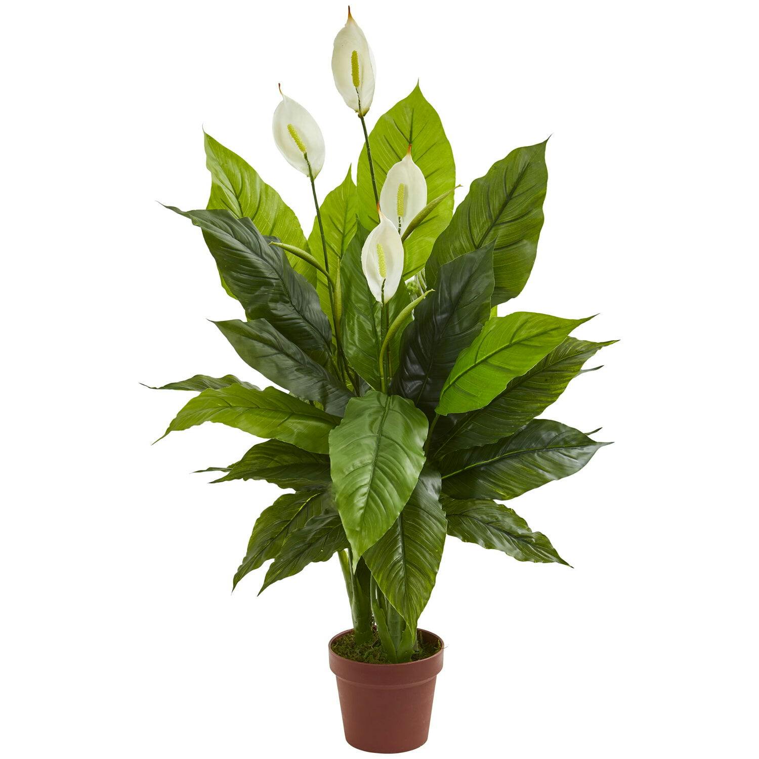 Lush Summer Lily 42'' Real Touch Green & White Potted Plant