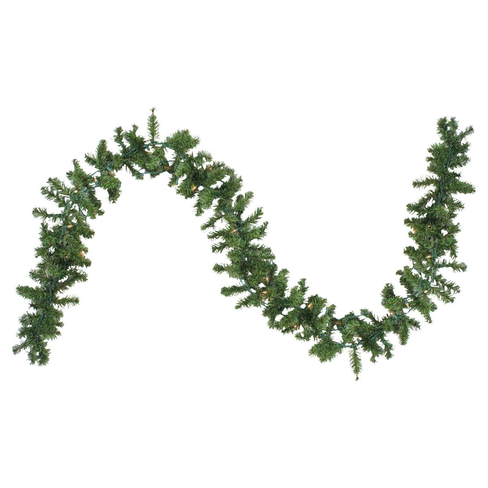 Luminous Canadian Pine 9ft Outdoor Garland with Clear Lights