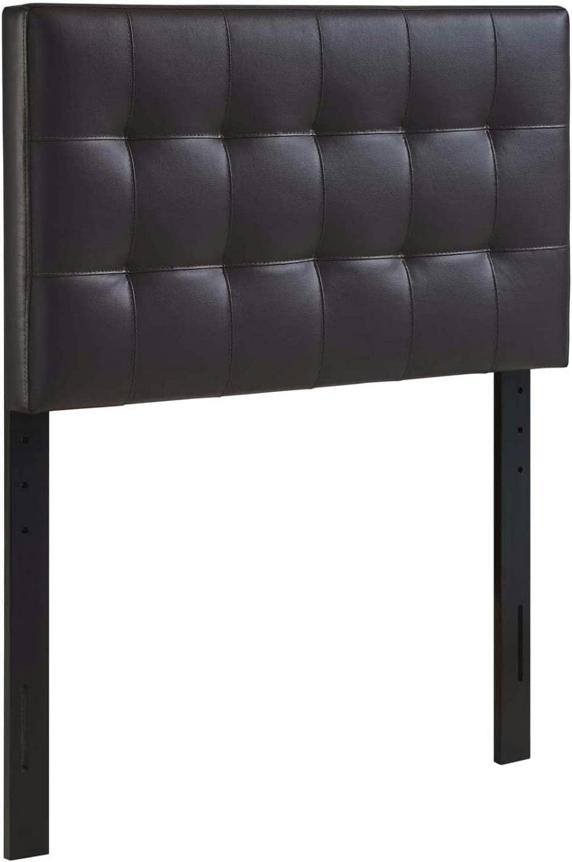 Lavish Lily Tufted Faux Leather Twin Headboard in Rich Brown