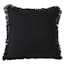 Coastal Chic 20" Square Black Cotton Textured Throw Pillow with Fringe
