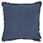 Coastal Navy Blue Textured Cotton 20" Throw Pillow with Fringe