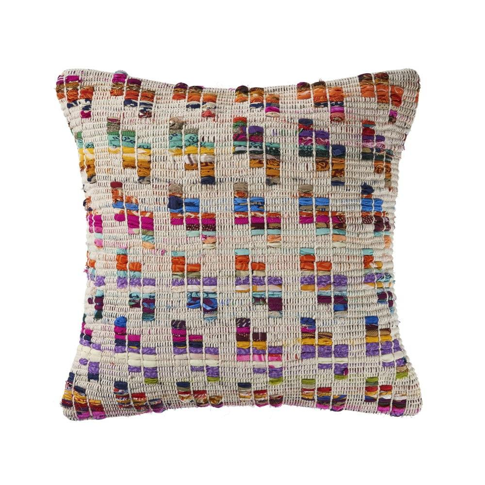 Eclectic Bright Multi-color 20" Square Chindi Throw Pillow