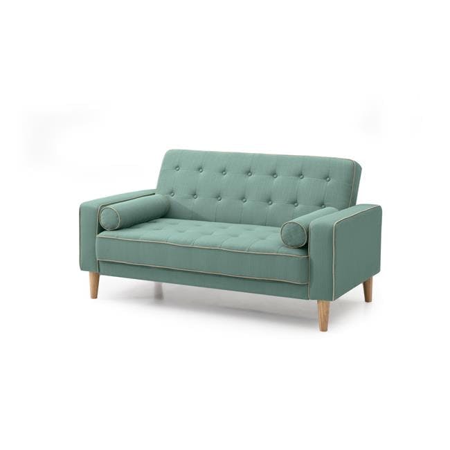 Mid-Century Teal Tufted Sleeper Sofa with Flared Arms