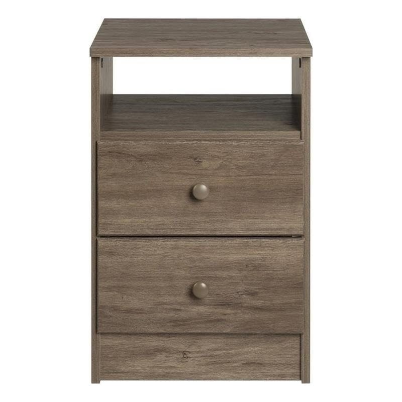 Astrid Drifted Gray 2-Drawer Nightstand with Open Shelf