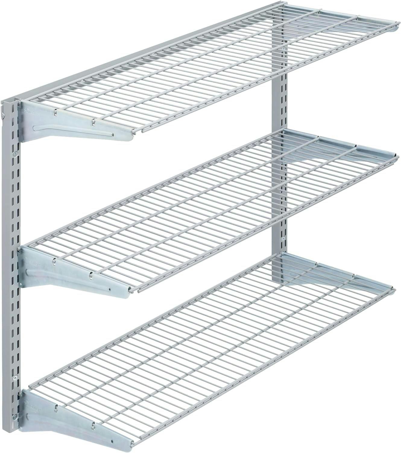Epoxy Coated Steel 3-Shelf Wall-Mounted Garage Storage Unit, Gray