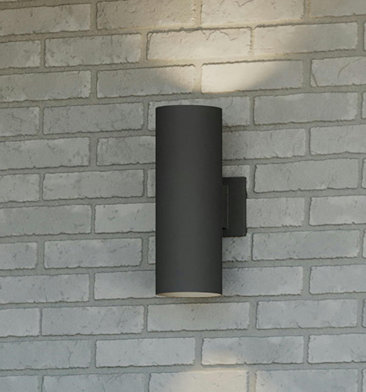 Sleek Black Aluminum 5" Outdoor Up/Down Cylinder Wall Light