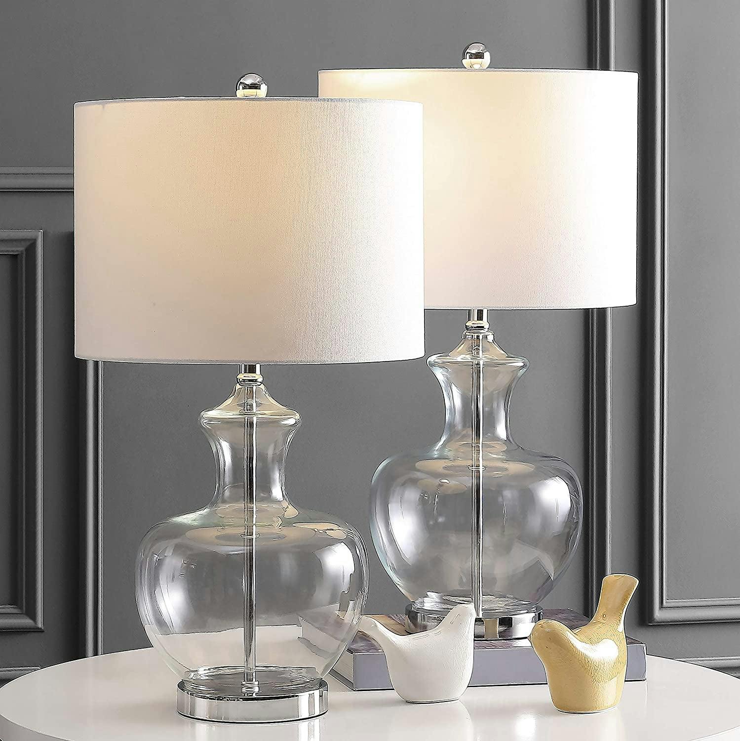 Chic Genie Chrome & Glass 25" Table Lamp Set in White