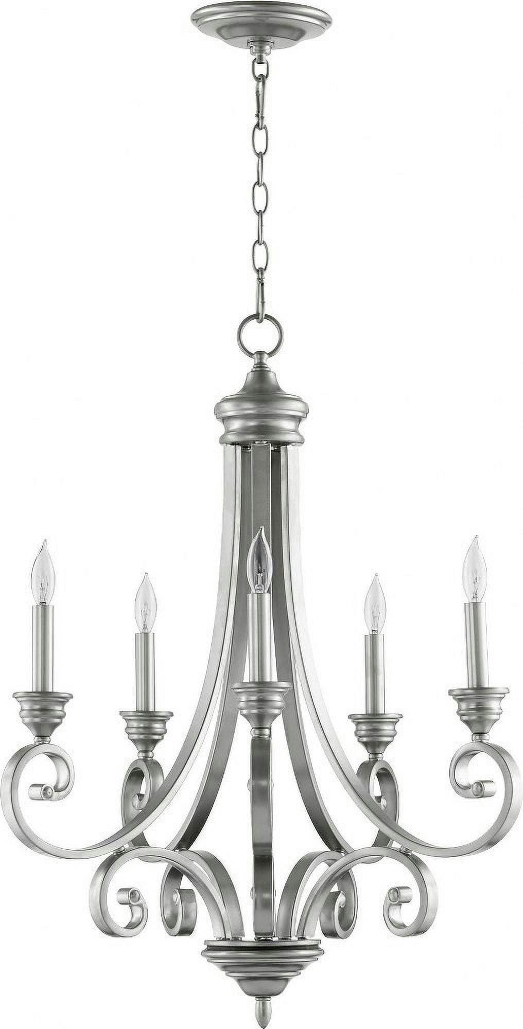Elegant Traditional Nickel 5-Light Candle Chandelier, 25.75W x 30H
