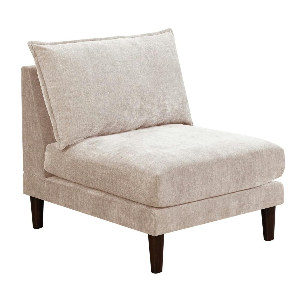 Rio 33" Beige Suede Modular Armless Sofa Chair with Lumbar Cushion
