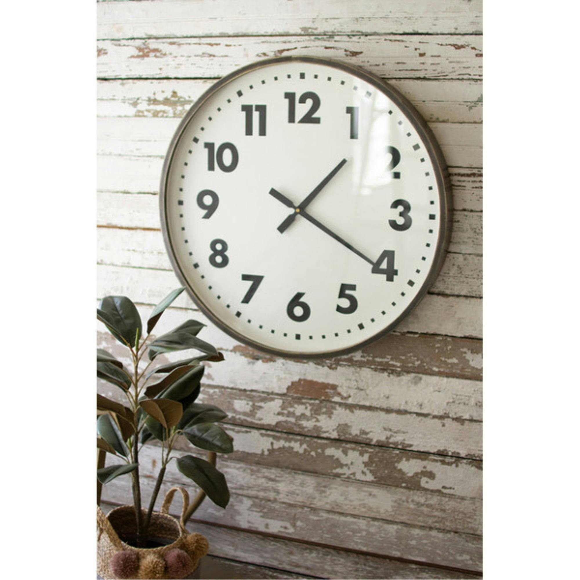 Vintage-Inspired Round Black and White Wall Clock, 24"