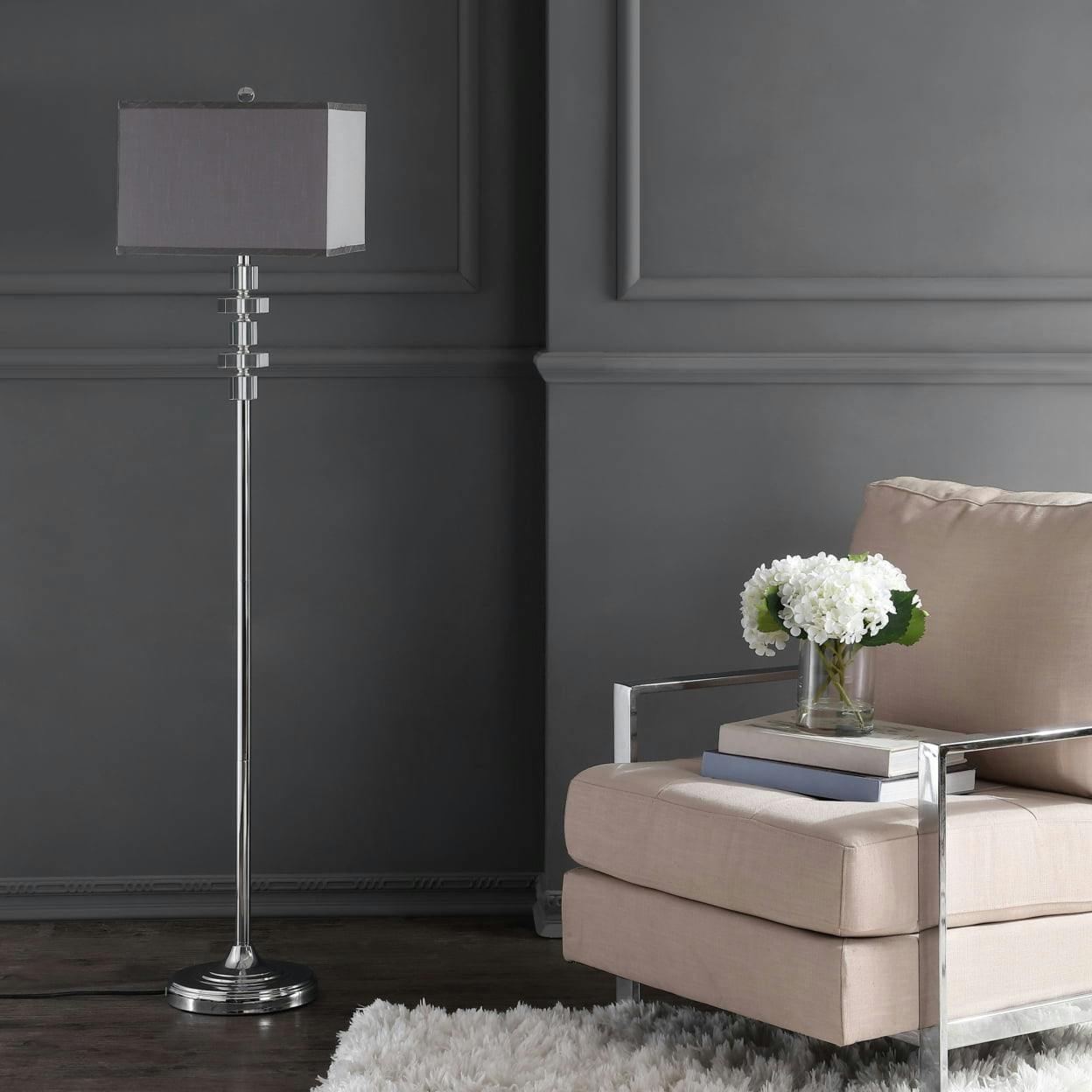 Elegant Times Square 60-inch Chrome and Crystal Floor Lamp