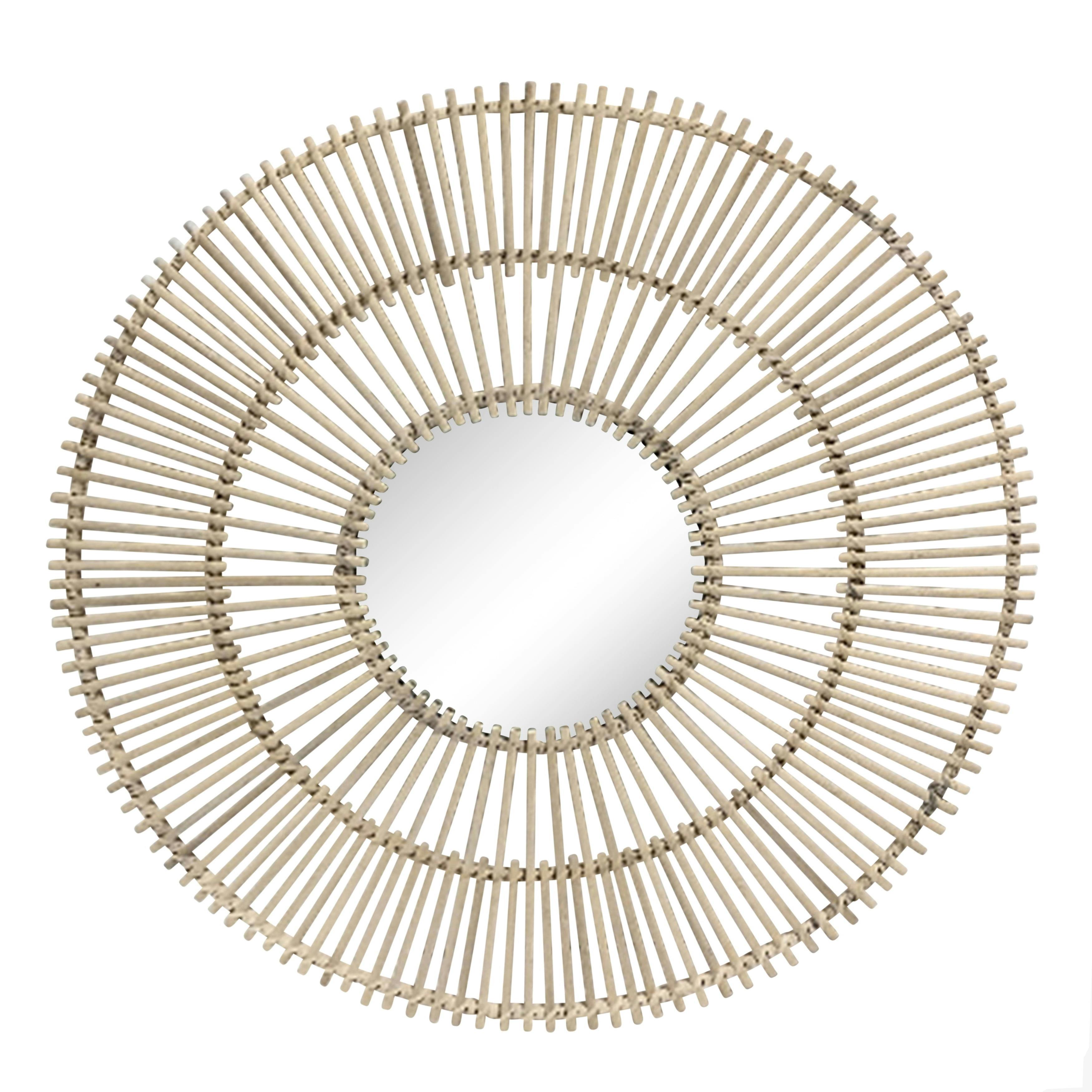 Natural Rattan 31" Round Wall Mirror for Rustic & Contemporary Spaces