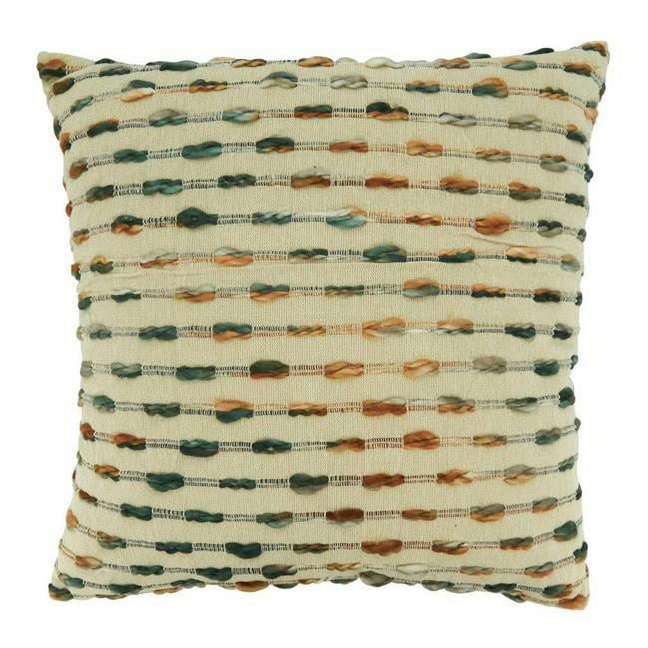 Multicolor Striped 20" Woven Cotton-Acrylic Throw Pillow