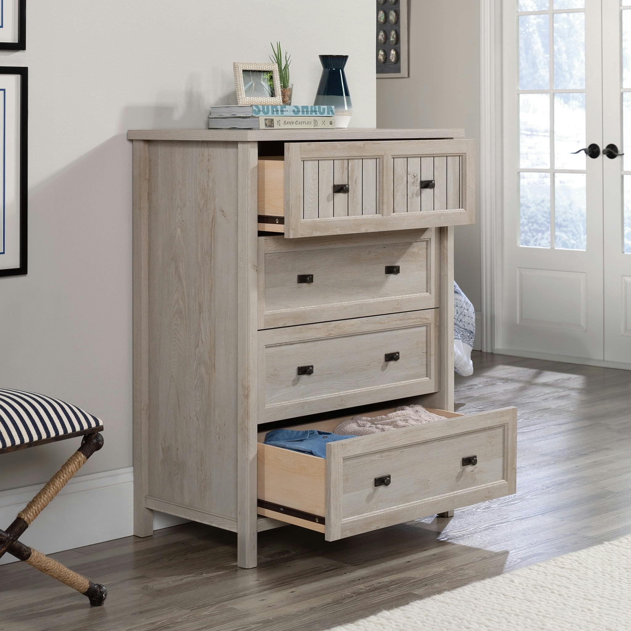 Chalked Chestnut 4-Drawer Spacious Dresser with Slat-Front Detail
