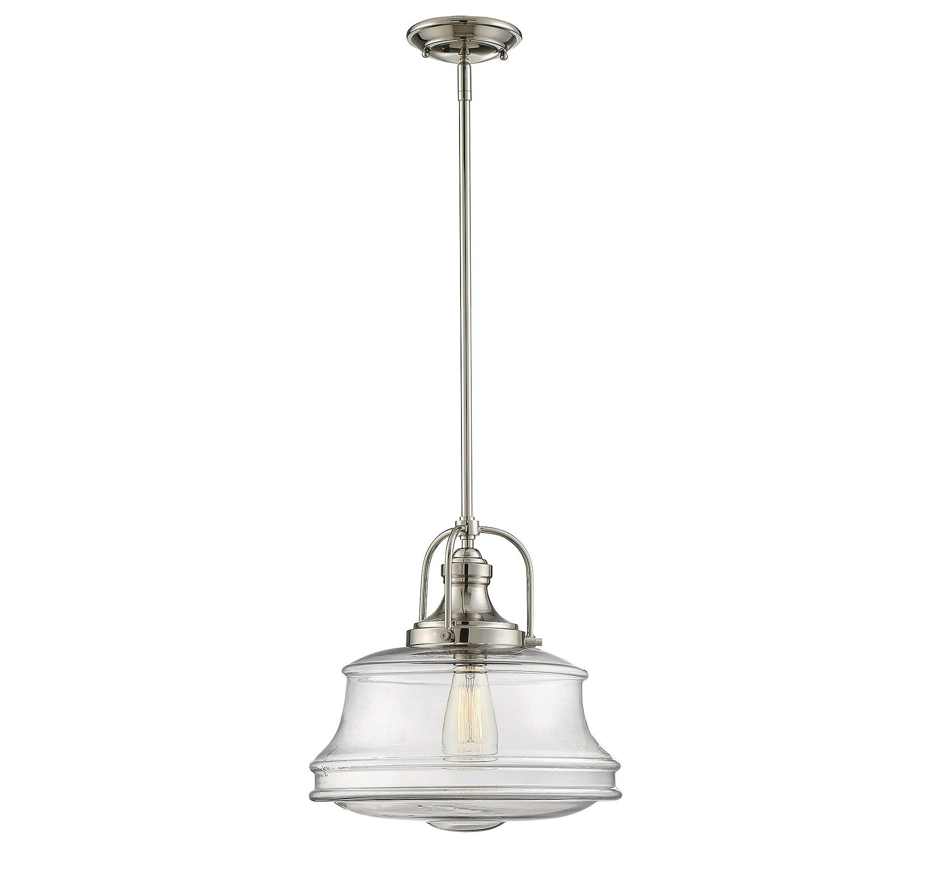 Transitional Polished Nickel Pendant with Clear Glass Shade