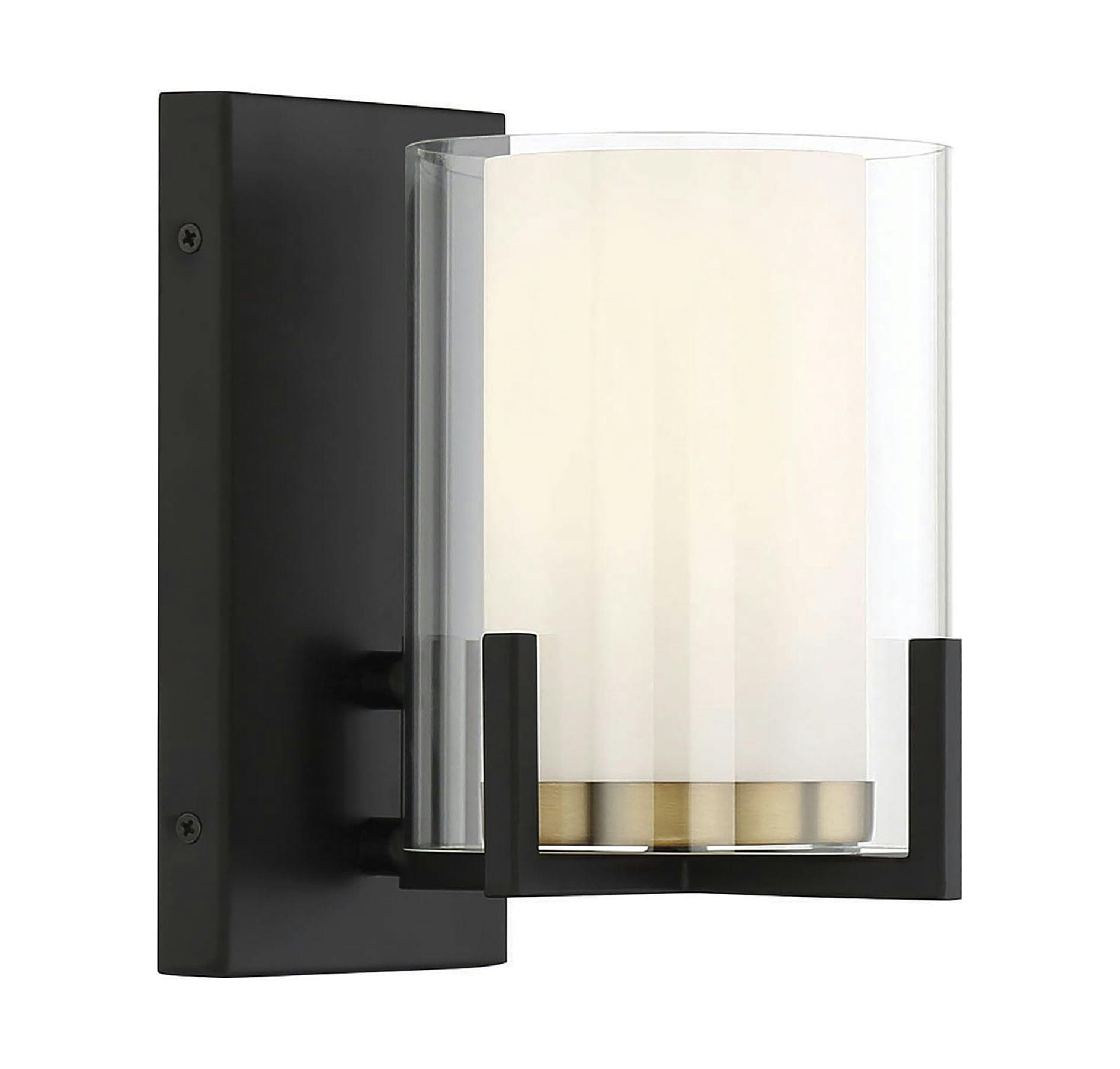 Eaton 8.25" Matte Black and Warm Brass Contemporary Outdoor Wall Sconce