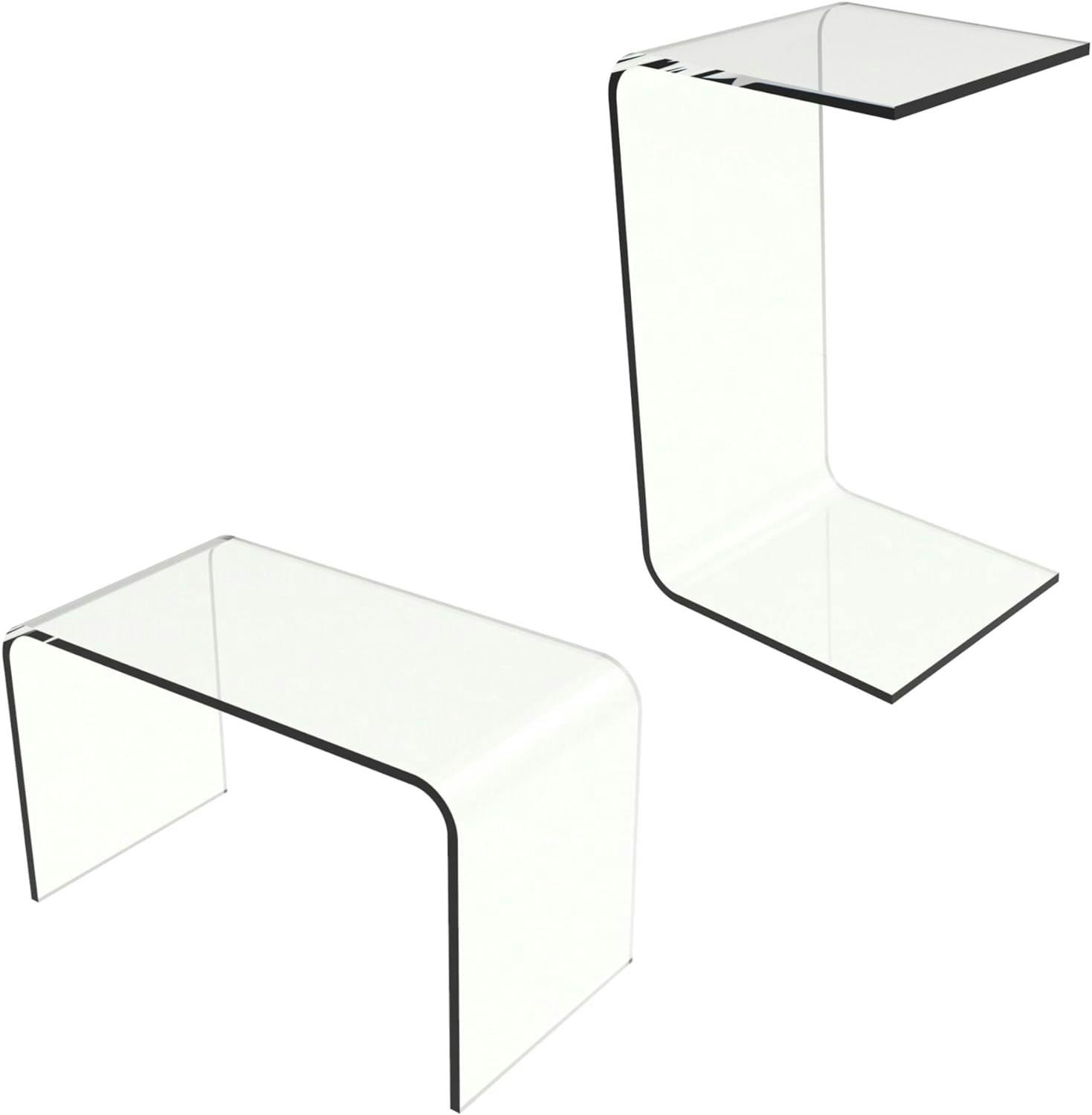 Modern Acrylic Clear C-Shaped Multipurpose Side Table