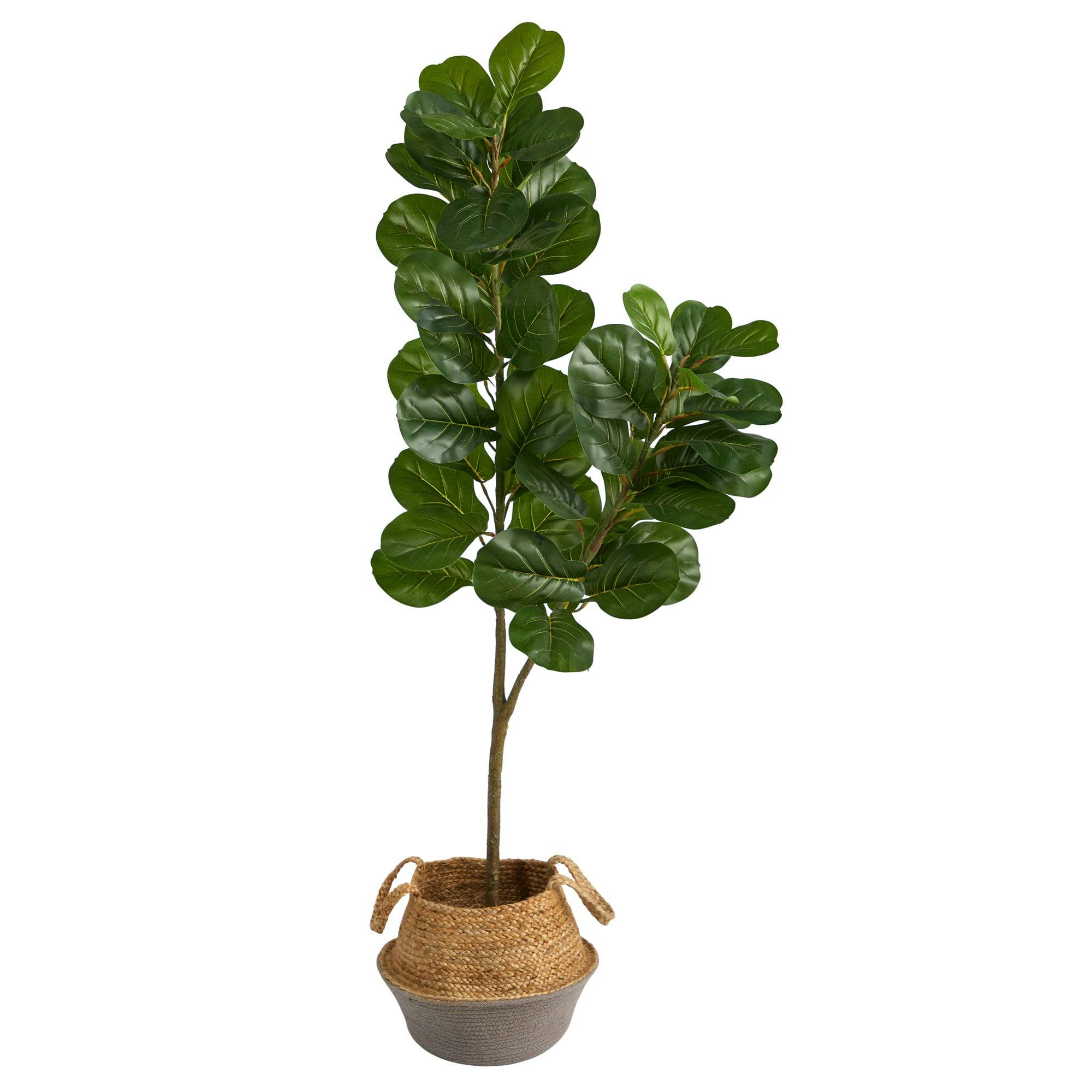 Boho Chic 63" Fiddle Leaf Fig Silk Tree with Cotton Jute Planter