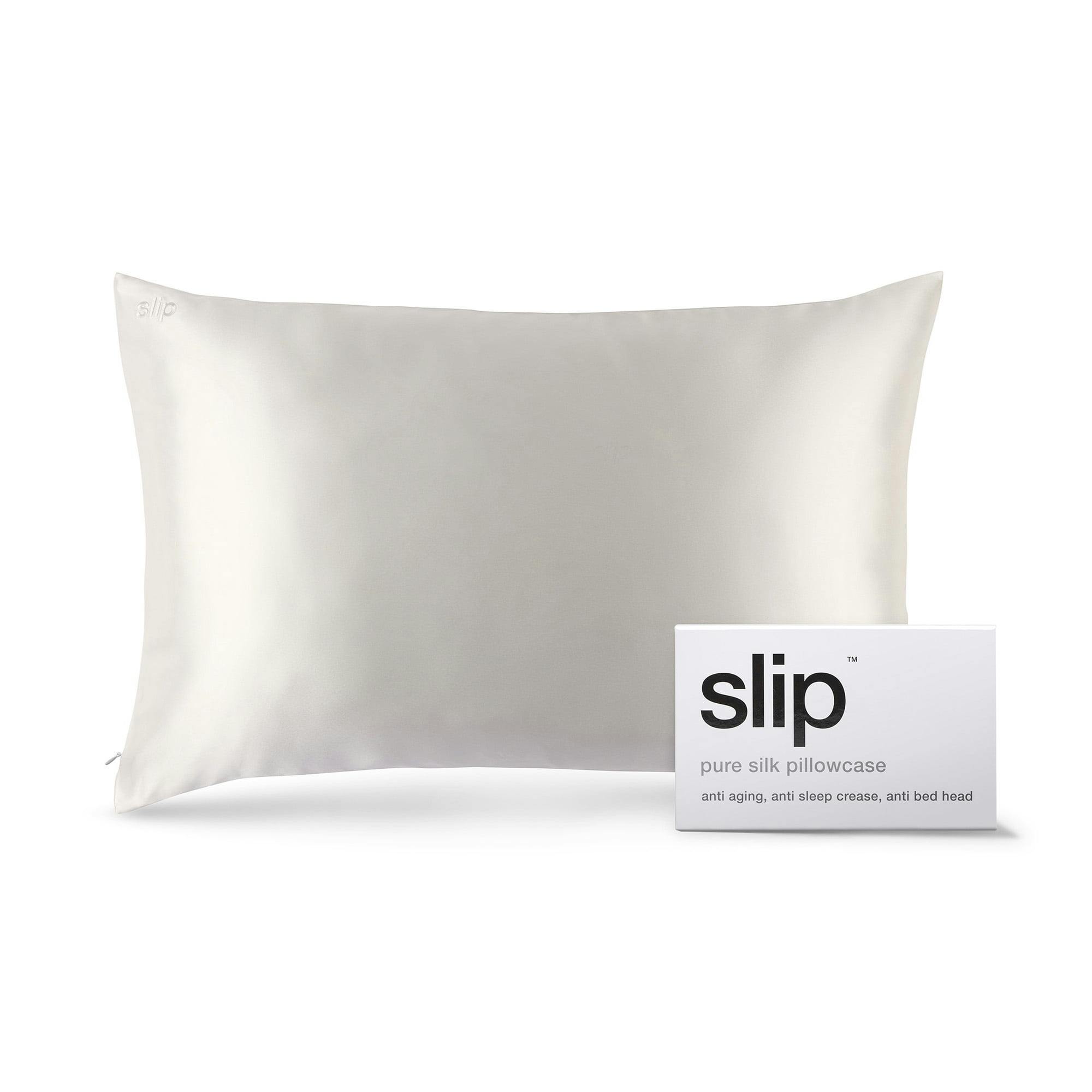 Embroidered Cotton and Silk Blend Queen Pillowcase in White