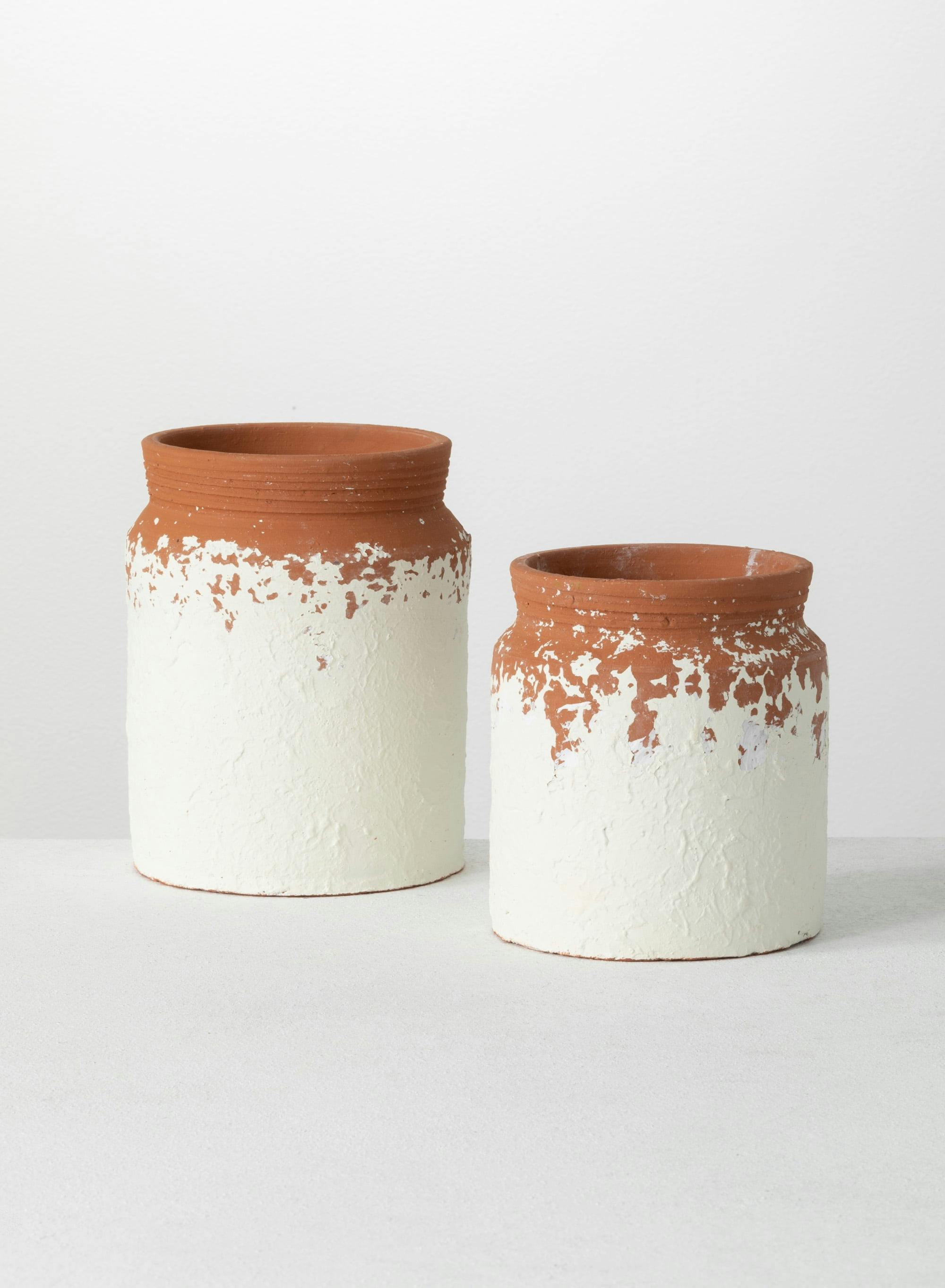 14" Speckled Off-White Ceramic Decorative Container Set