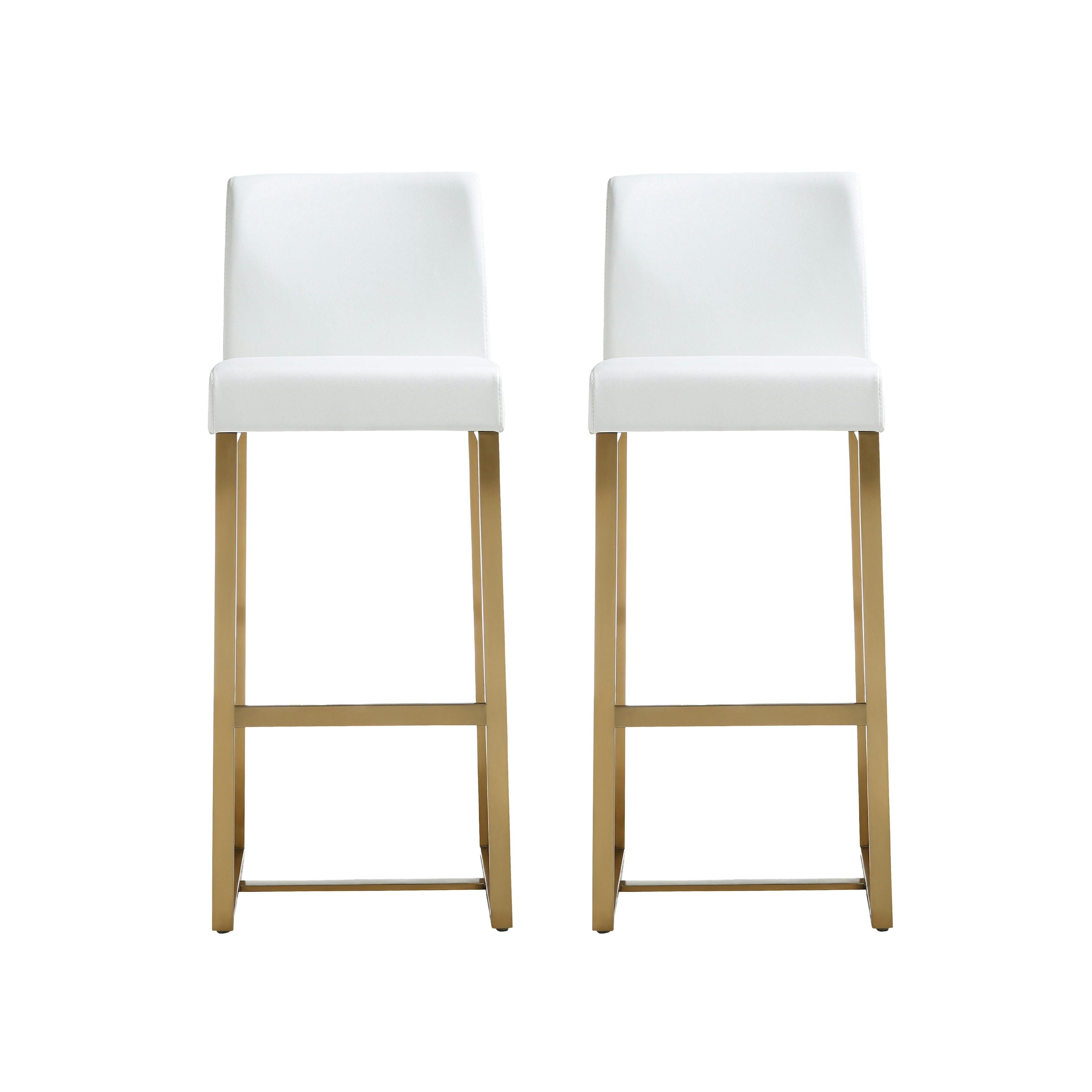 Luxurious White Eco-Leather and Gold Metal Bar Stool
