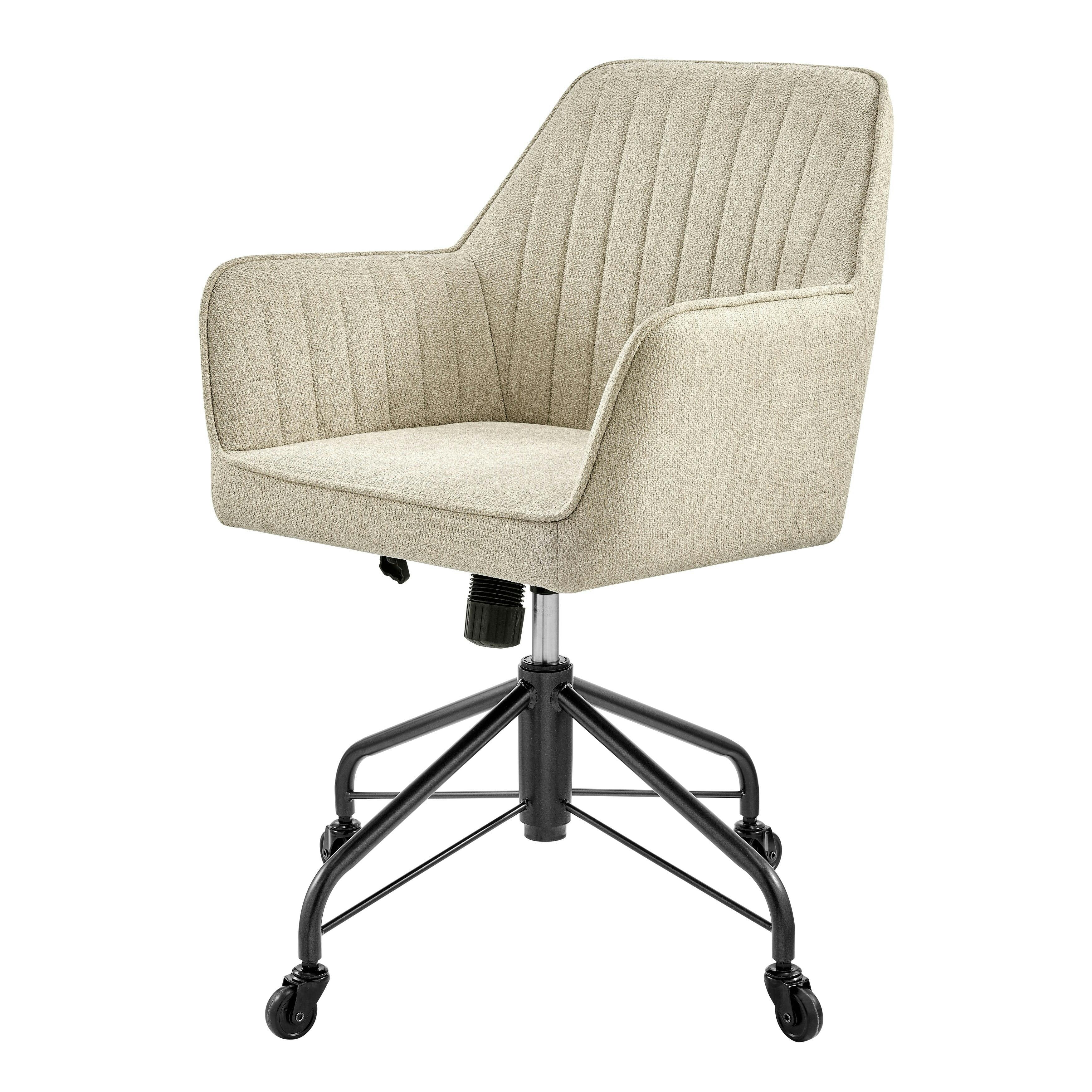 Thompson 360-Degree Swivel Beige Fabric Office Arm Chair