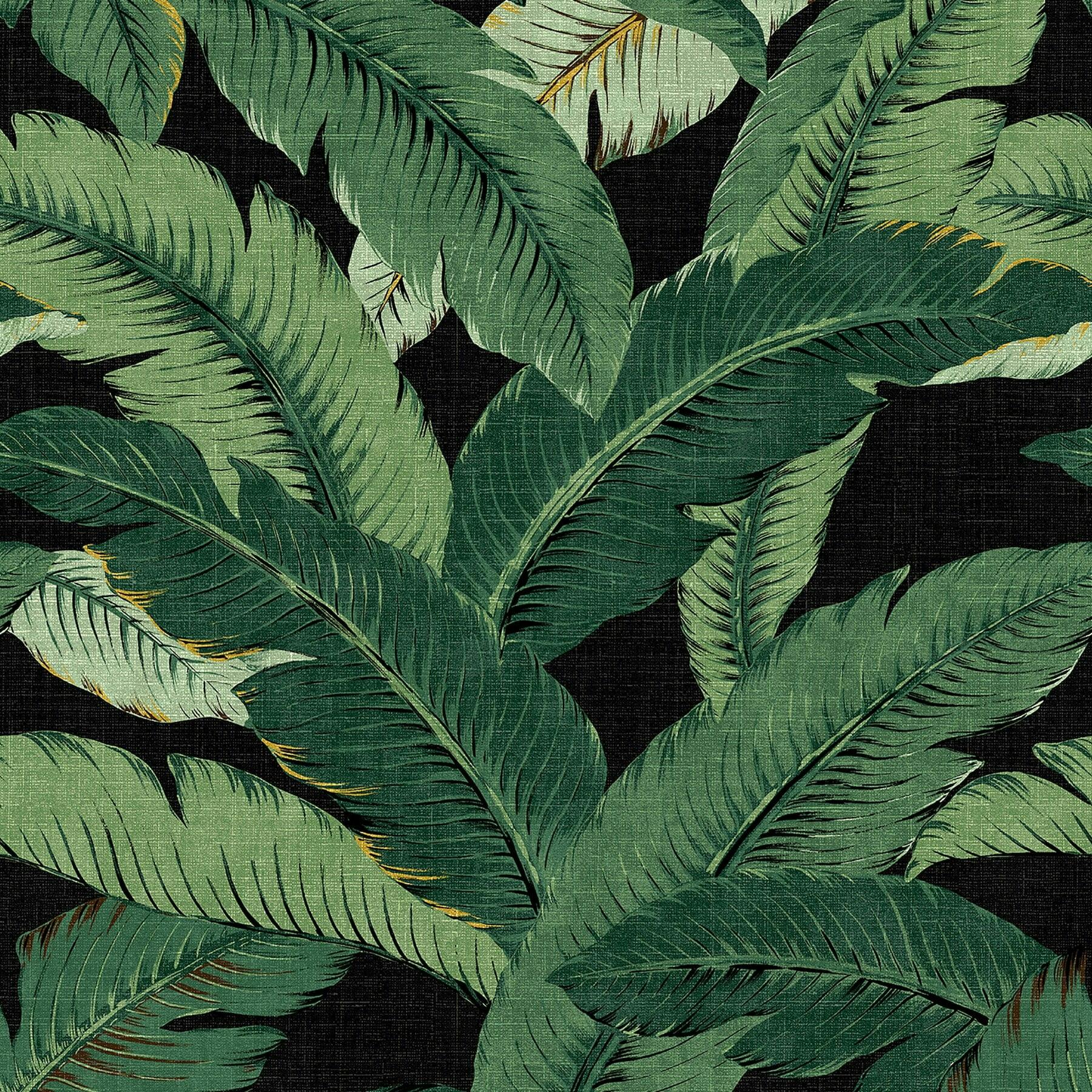 Swaying Palms Coal Tropical Leaf Peel & Stick Wallpaper