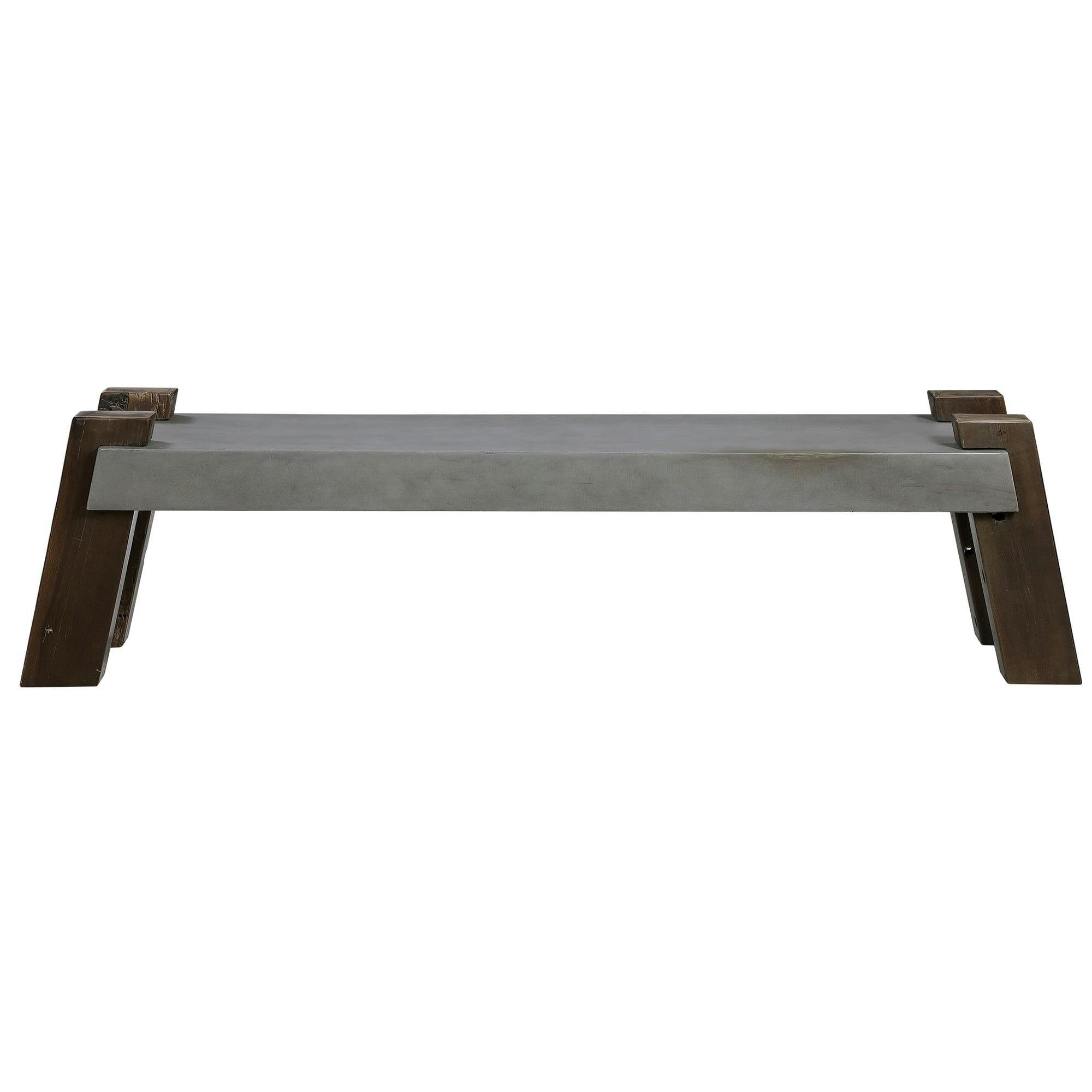 Lavin 72" Rustic Gray Concrete and Reclaimed Wood Bench