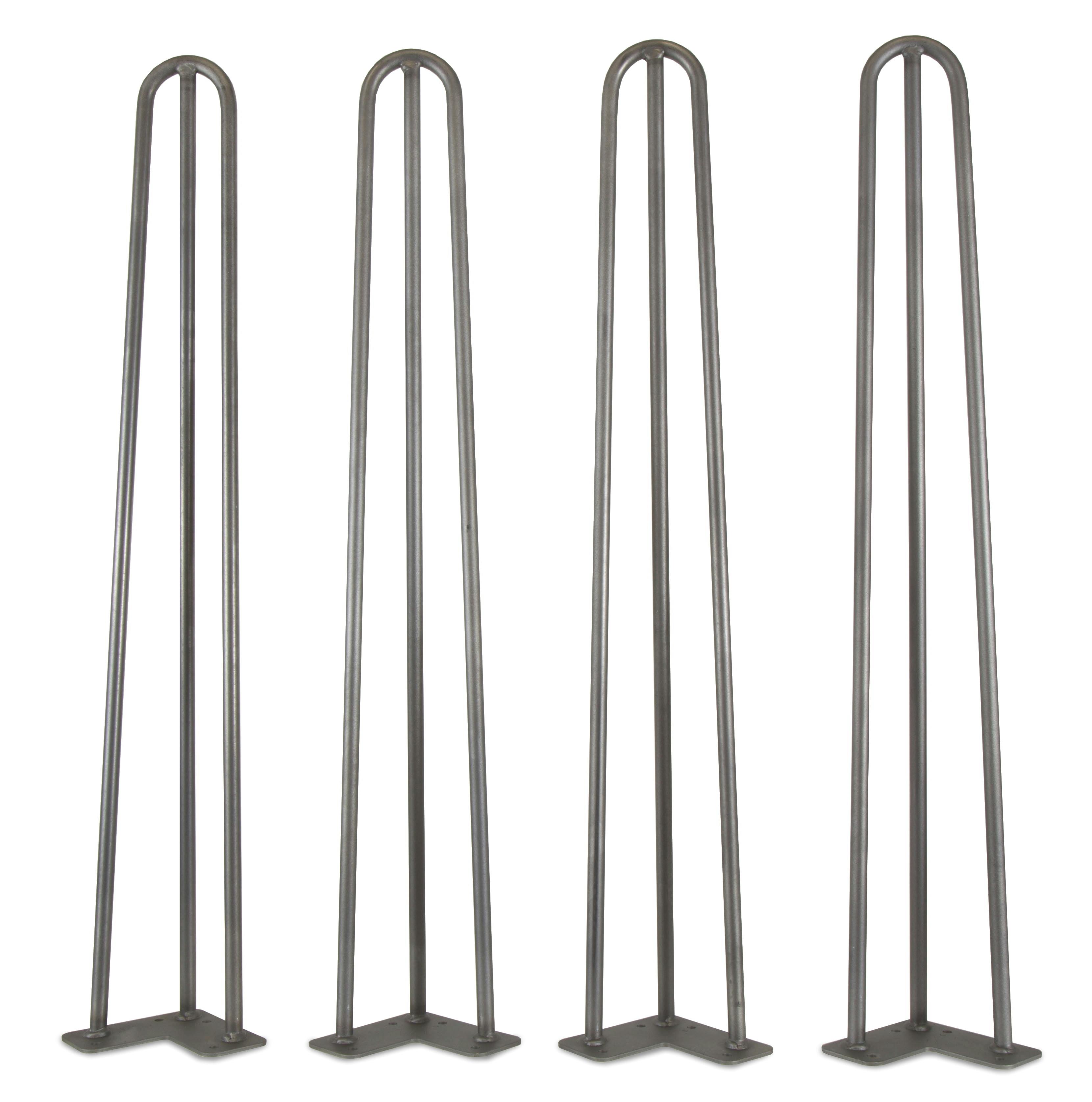 28" Mid-Century Modern Raw Steel Hairpin DIY Table Legs, Set of 4