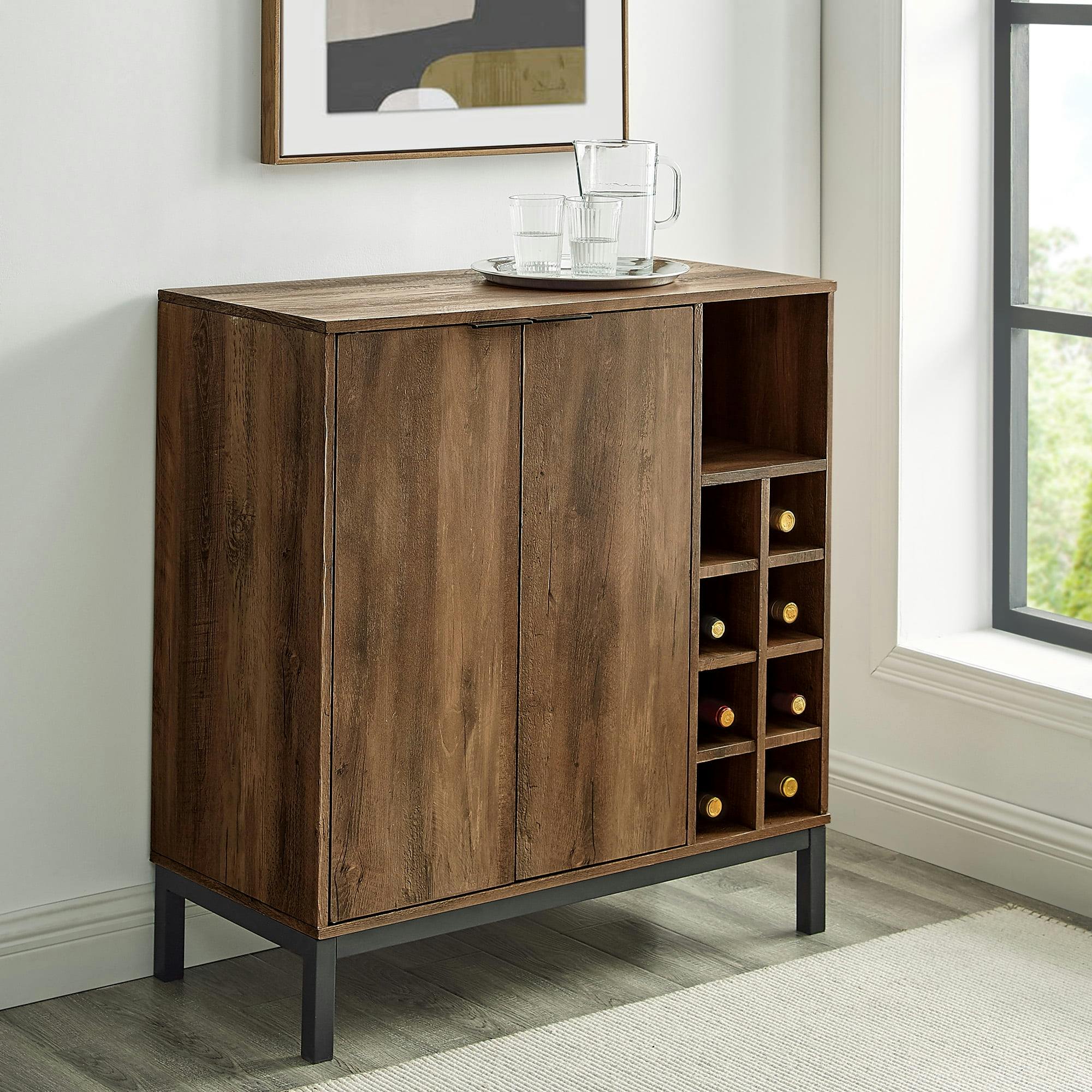 Urban Alloy Steel & Wood 2-Door Wine Storage Bar Cabinet