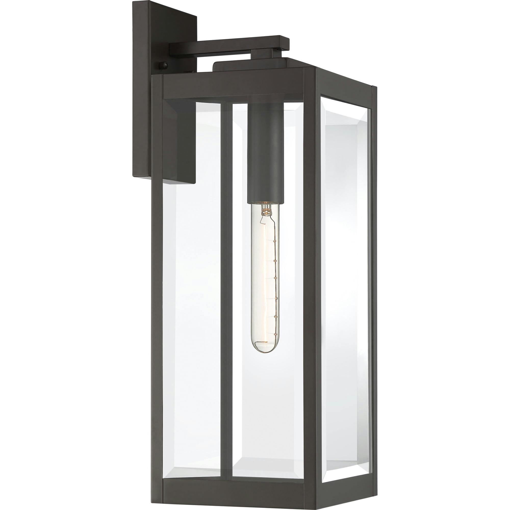 Westover Rectangular Bronze Outdoor Lantern with Clear Glass