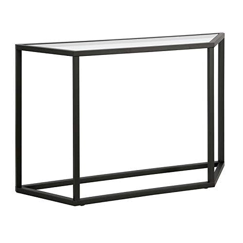 Modern Blackened Bronze 44" Console Table with Glass Shelf