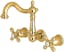 Heritage 8" Antique Brass Cross-Handle Wall Mount Faucet