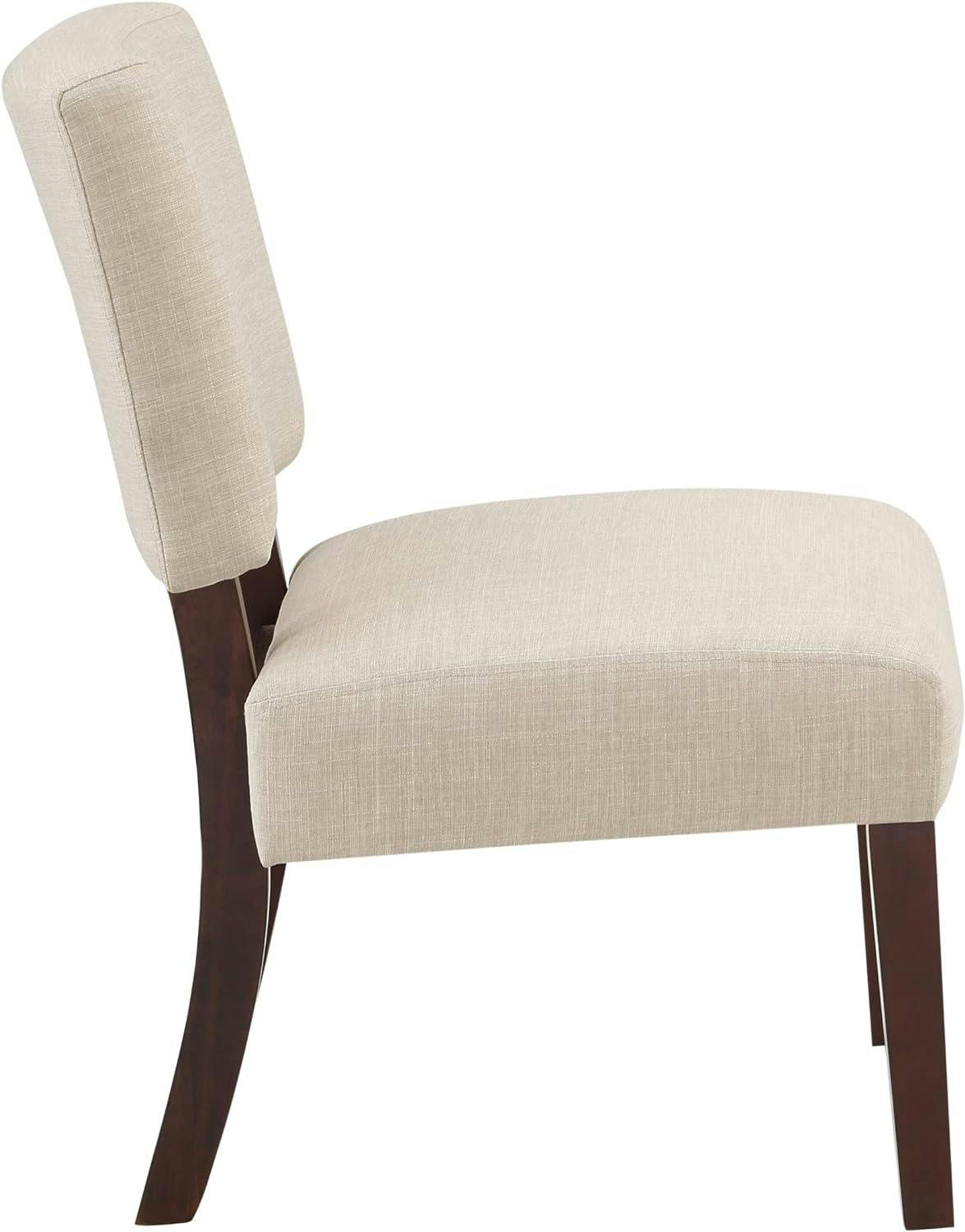 Jasmine Cream Fabric Side Chair with Espresso Wood Legs