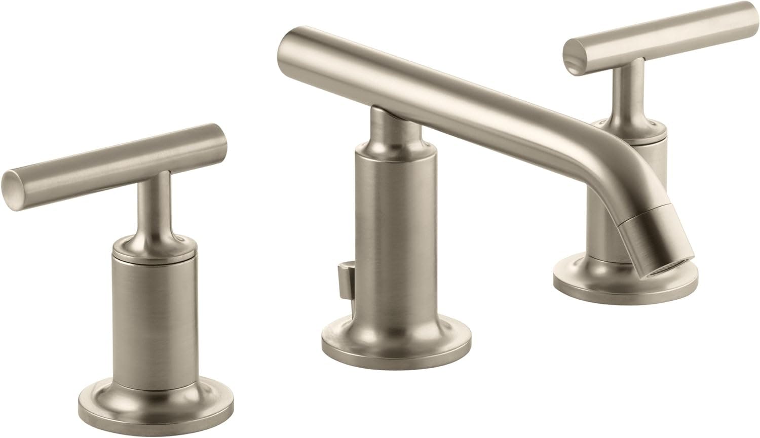 Elegant Purist Double-Handle Brushed Bronze Bathroom Faucet
