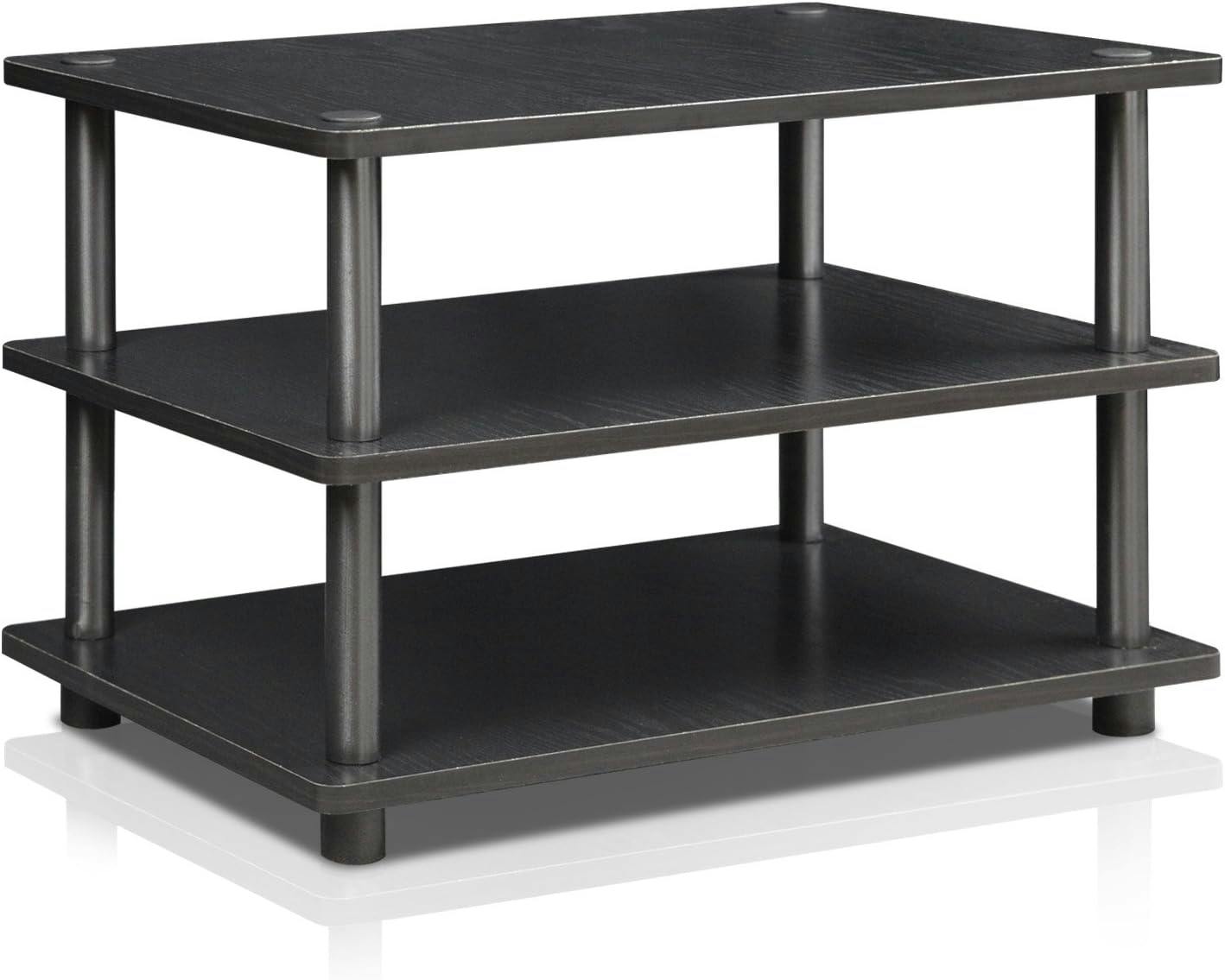 Easy Assembly 3-Tier Corner TV Stand in Black Wood