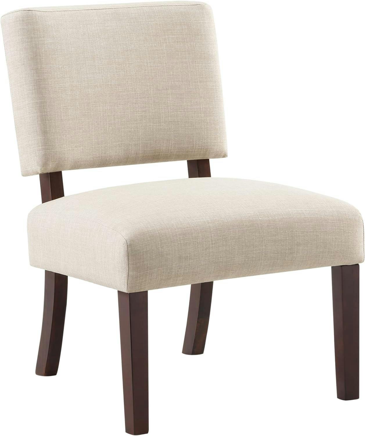 Jasmine Cream Fabric Side Chair with Espresso Wood Legs