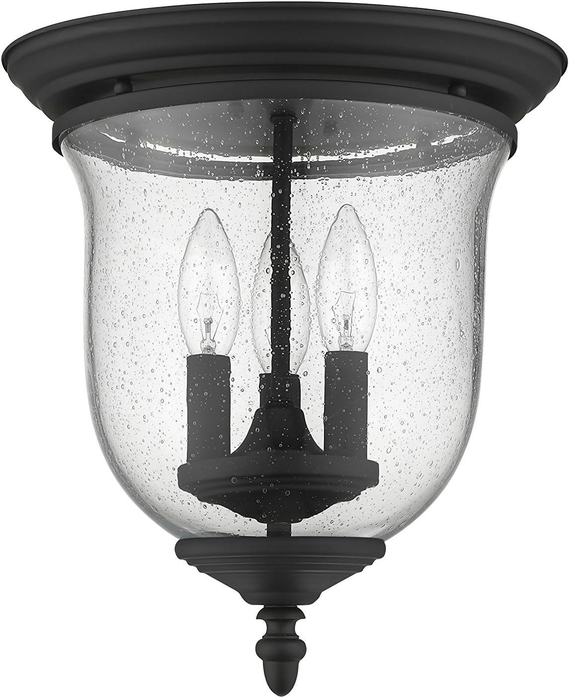 Legacy Seeded Glass 3-Light Nickel Flushmount Ceiling Fixture