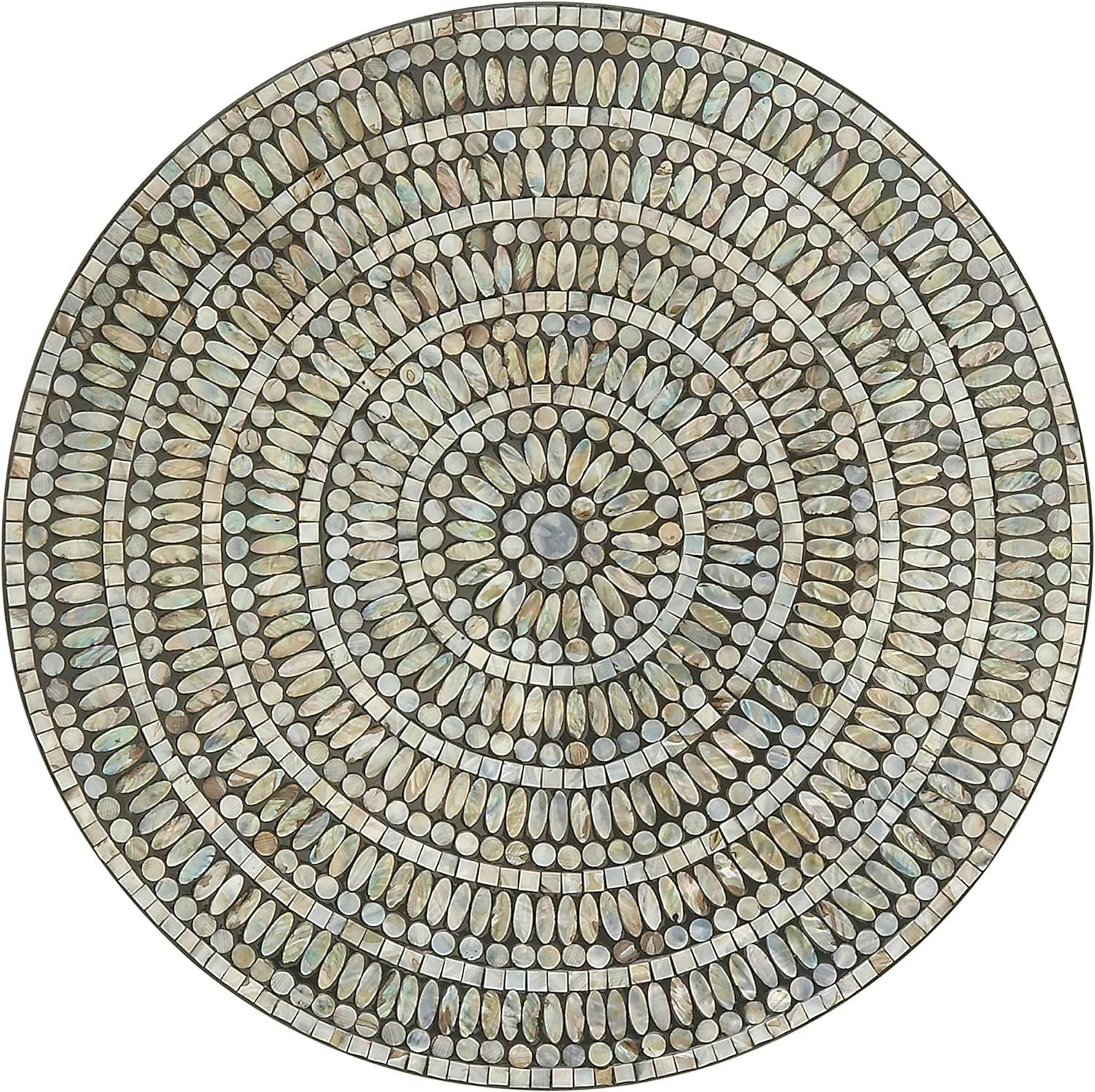 27" Space-Themed Round Wooden Wall Decor with Pearl Mosaic