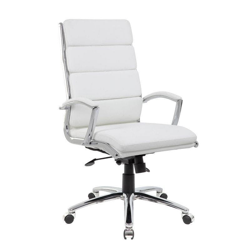 Elegant White CaressoftPlus Executive Chair with Chrome Base