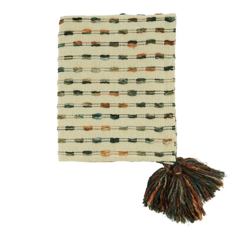 Cozy Striped Multicolor Woven Throw Blanket, 50"x60"