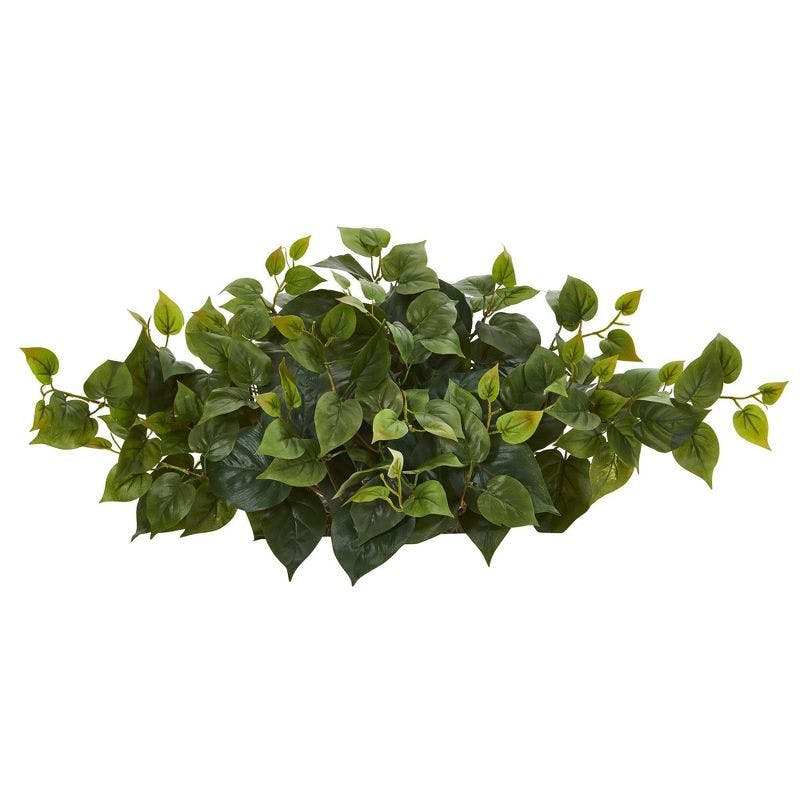 Evergreen Philodendron 17.5" Faux Plant Arrangement in Decorative Plastic