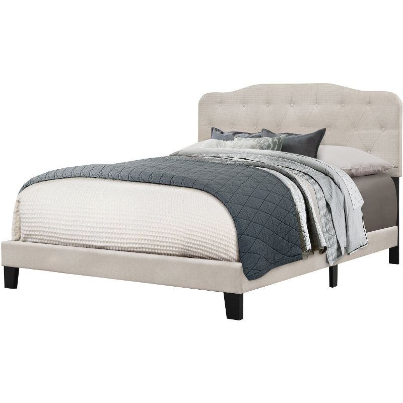 Nicole Queen-Sized Fog Upholstered Bed with Diamond Tufted Headboard