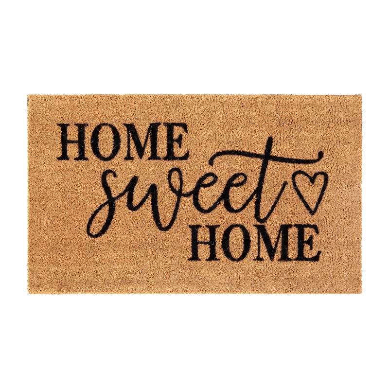 Natural Black 18" x 30" Coir Doormat with Home Sweet Home Message