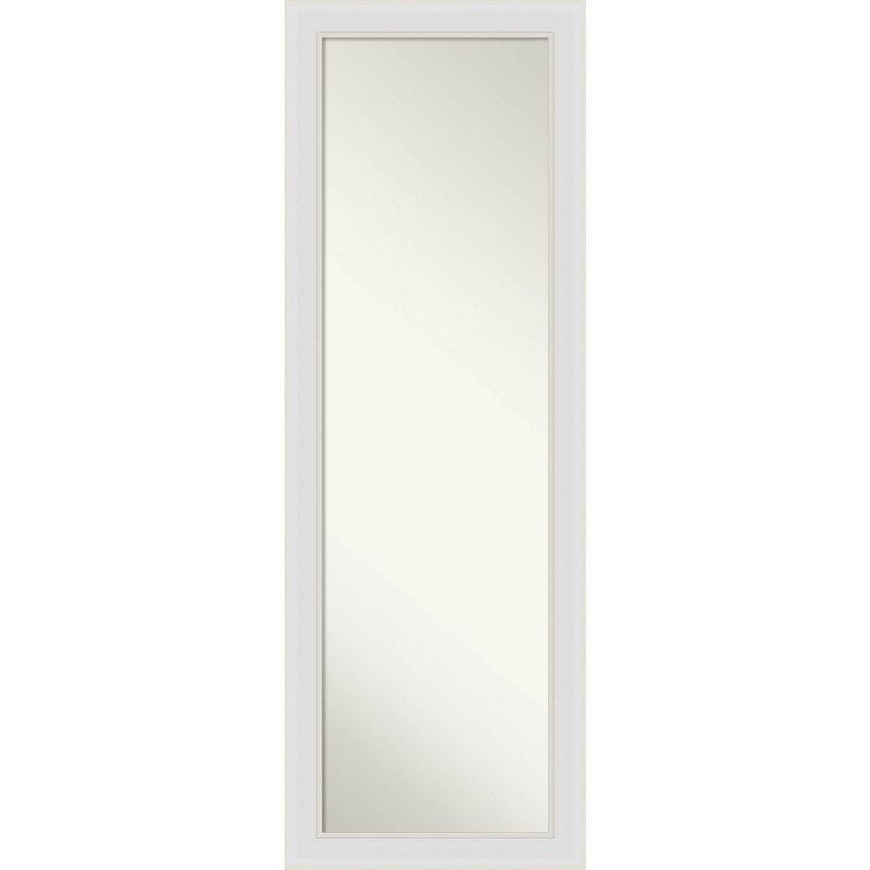Elegant Soft White Full-Length Rectangular Wood Mirror with Silver Highlights