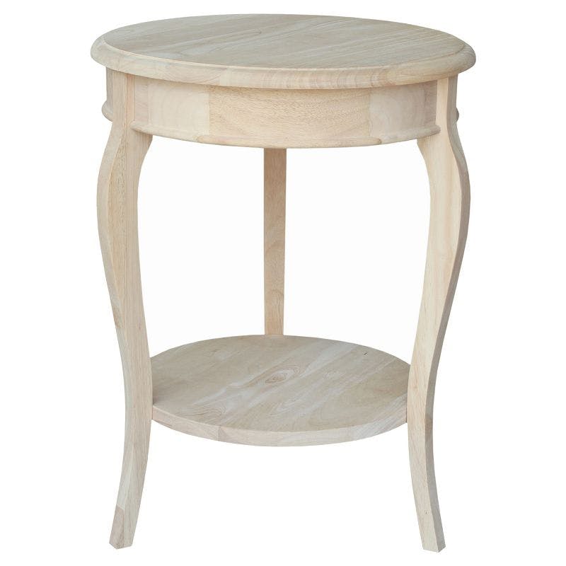 Cambria Classic Round Solid Parawood End Table in Unfinished Wood
