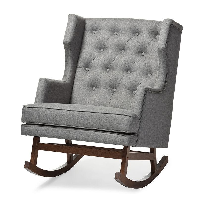 Iona Mid-Century Wingback 37" Rocking Chair with Button-Tufted Accents