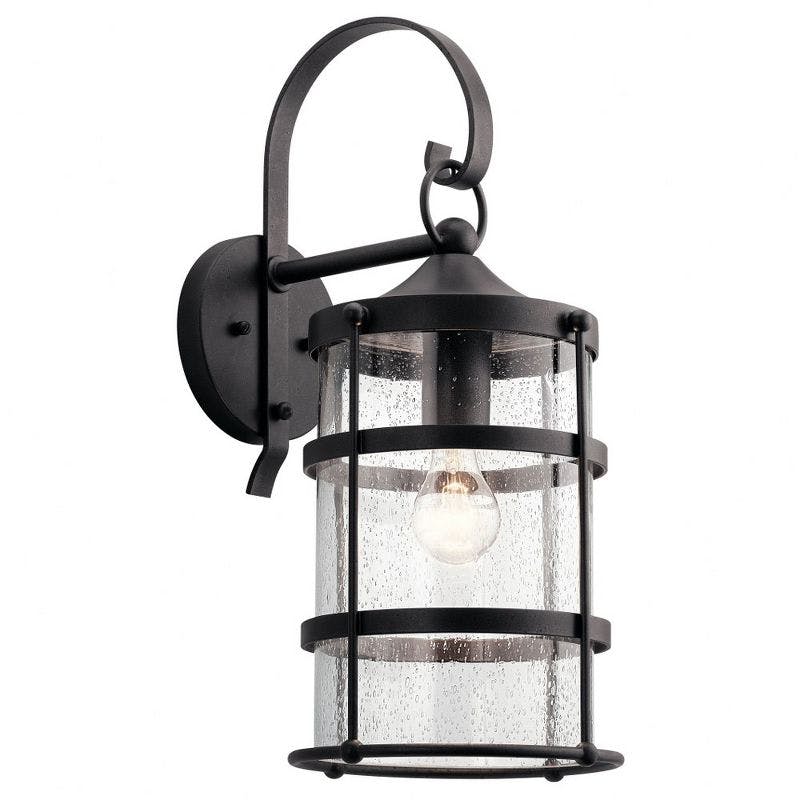 Classic Coastal Anvil Iron Outdoor Wall Lantern with Clear Seeded Glass
