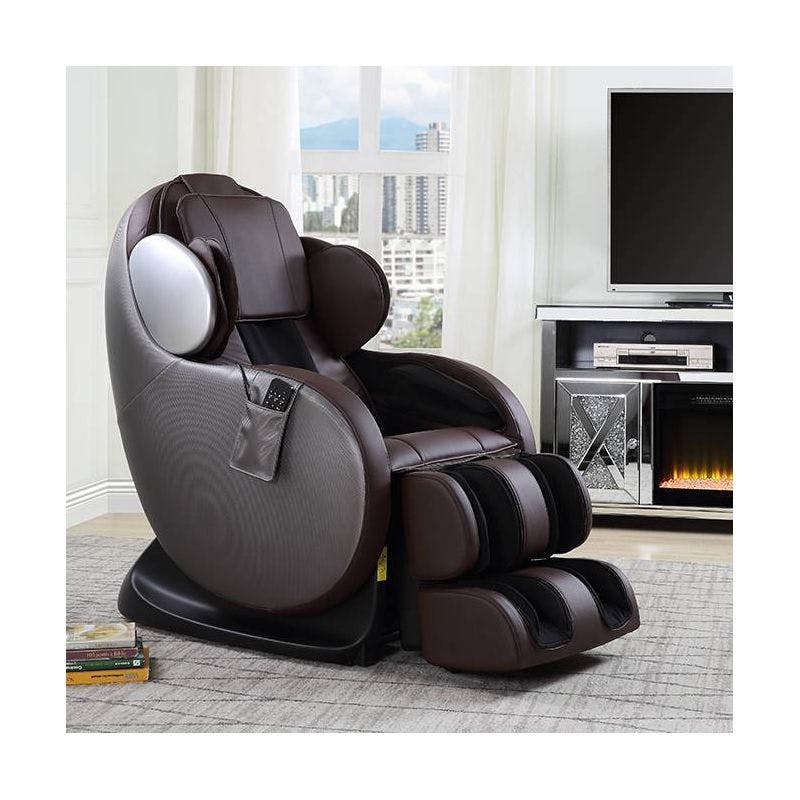 Luxurious Black Faux Leather 46" Massage Recliner with Metal Base