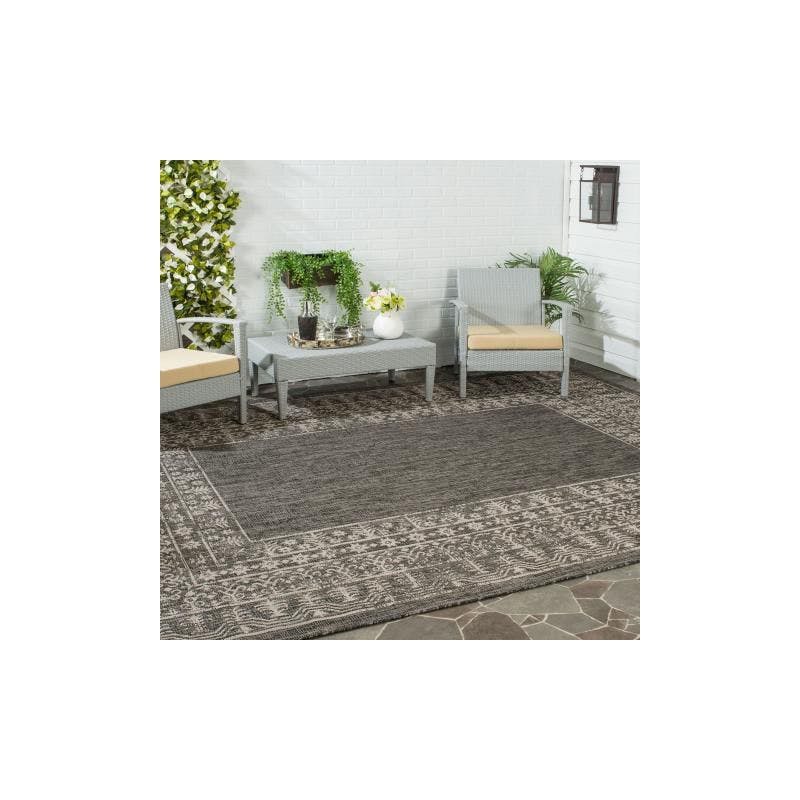 Round Black Synthetic 31" Easy-Care Outdoor Rug